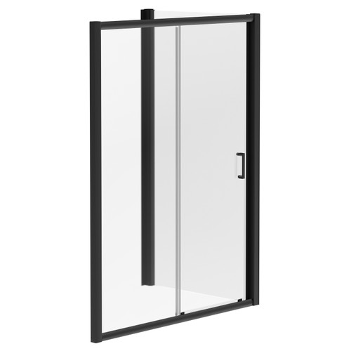 Niva 6 Matt Black 1500mm x 1000mm Sliding Door Shower Enclosure Left Hand View