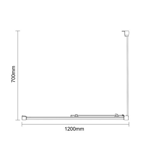 DimenstionsNiva 6 Brushed Brass 1200mm x 700mm Sliding Door Shower Enclosure Dimension Top