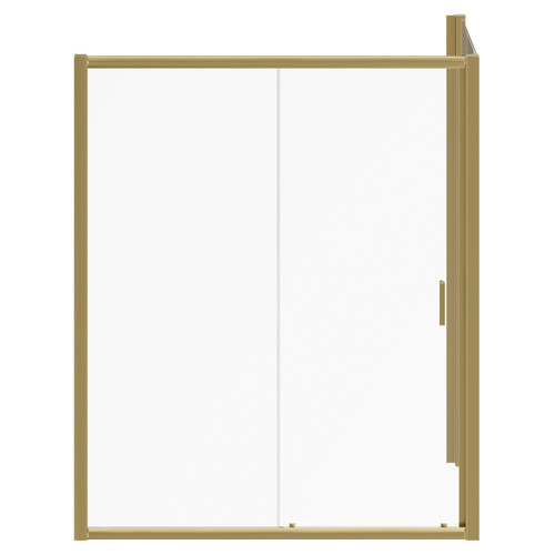 Niva 6 Brushed Brass 1600mm x 700mm Sliding Door Shower Enclosure Front View