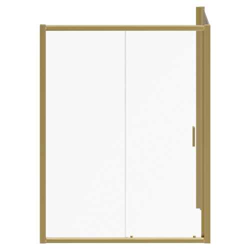 Niva 6 Brushed Brass 1500mm x 800mm Sliding Door Shower Enclosure Front View