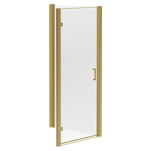 Niva 6 Brushed Brass 900mm x 800mm Hinged Door Shower Enclosure Left Hand View