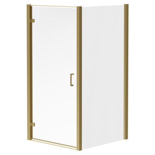 Niva 6 Brushed Brass 1000mm x 800mm Hinged Door Shower Enclosure Right Hand View
