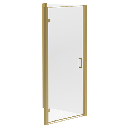 Niva 6 Brushed Brass 1000mm x 800mm Hinged Door Shower Enclosure Left Hand View