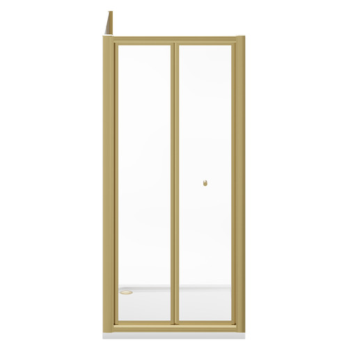 Niva 6 Brushed Brass 900mm x 800mm Bi-Fold Door Shower Enclosure Front View
