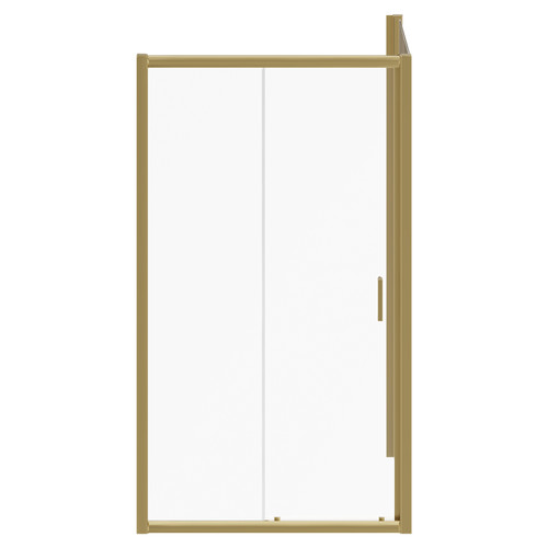 Niva 6 Brushed Brass 1100mm x 900mm Sliding Door Shower Enclosure Front View
