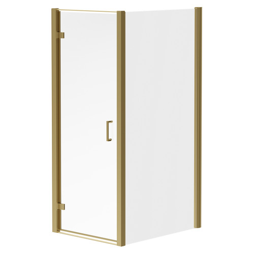 Niva 6 Brushed Brass 800mm x 900mm Hinged Door Shower Enclosure Right Hand View