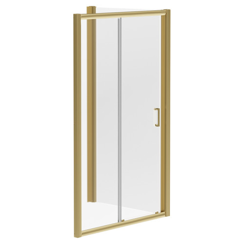 Niva 6 Brushed Brass 1200mm x 1000mm Sliding Door Shower Enclosure Left Hand View