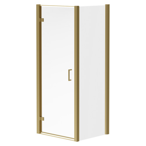 Luma 8 Brushed Brass 800mm x 700mm Hinged Door Shower Enclosure Right Hand View
