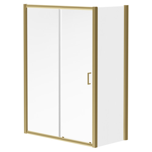 Luma 8 Brushed Brass 1400mm x 800mm Sliding Door Shower Enclosure Right Hand View