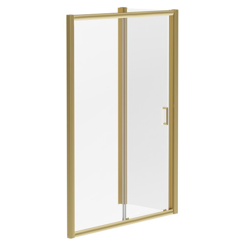 Luma 8 Brushed Brass 1400mm x 800mm Sliding Door Shower Enclosure Left Hand View