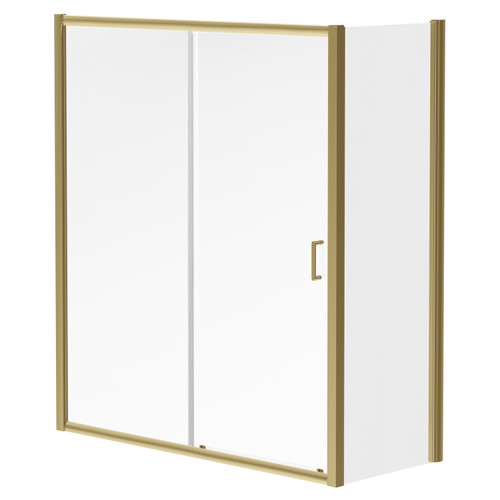 Luma 8 Brushed Brass 1700mm x 800mm Sliding Door Shower Enclosure Right Hand View