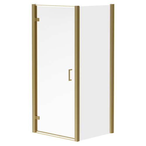 Luma 8 Brushed Brass 900mm x 800mm Hinged Door Shower Enclosure Right Hand View