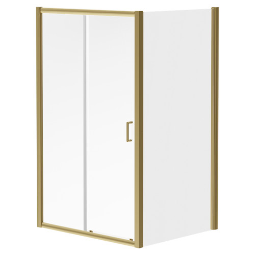 Luma 8 Brushed Brass 1200mm x 900mm Sliding Door Shower Enclosure Right Hand View