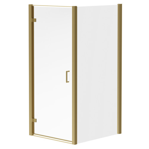 Luma 8 Brushed Brass 900mm x 1000mm Hinged Door Shower Enclosure Right Hand View