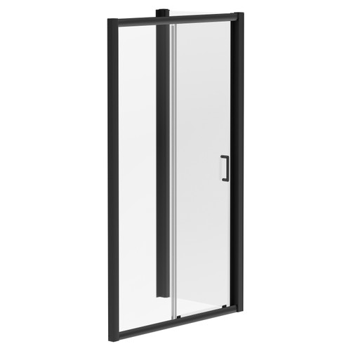 Luma 8 Matt Black 1200mm x 700mm Sliding Door Shower Enclosure Left Hand View