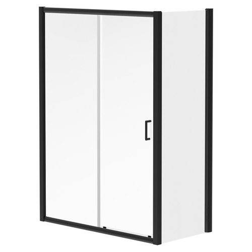 Luma 8 Matt Black 1400mm x 700mm Sliding Door Shower Enclosure Right Hand View