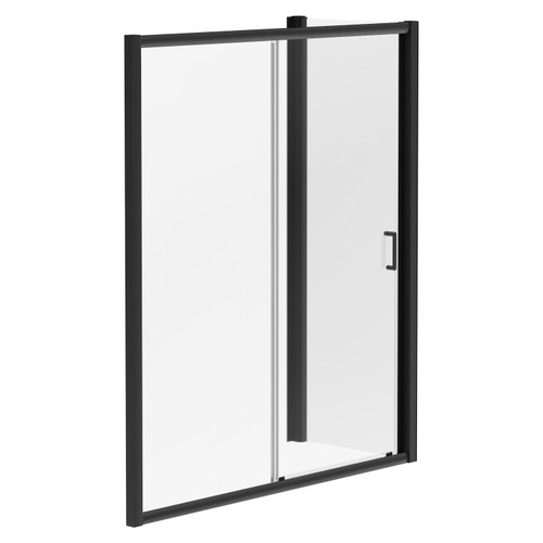 Luma 8 Matt Black 1700mm x 700mm Sliding Door Shower Enclosure Left Hand View