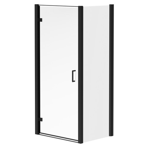 Luma 8 Matt Black 900mm x 760mm Hinged Door Shower Enclosure Right Hand View