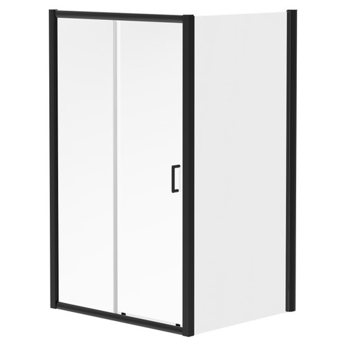 Luma 8 Matt Black 1200mm x 900mm Sliding Door Shower Enclosure Right Hand View