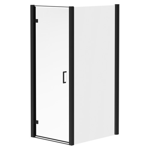 Luma 8 Matt Black 800mm x 900mm Hinged Door Shower Enclosure Right Hand View