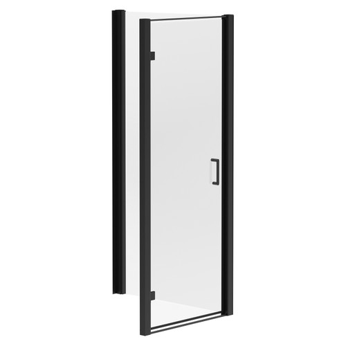 Luma 8 Matt Black 800mm x 900mm Hinged Door Shower Enclosure Left Hand View
