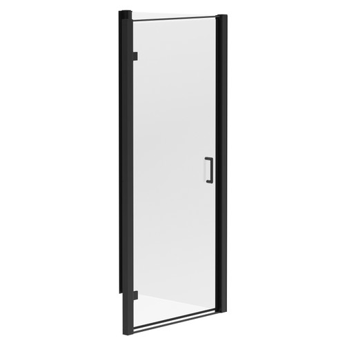 Luma 8 Matt Black 900mm x 900mm Hinged Door Shower Enclosure Left Hand View
