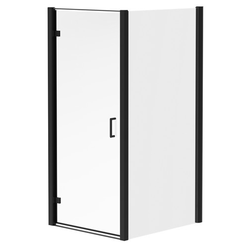 Luma 8 Matt Black 900mm x 1000mm Hinged Door Shower Enclosure Right Hand View