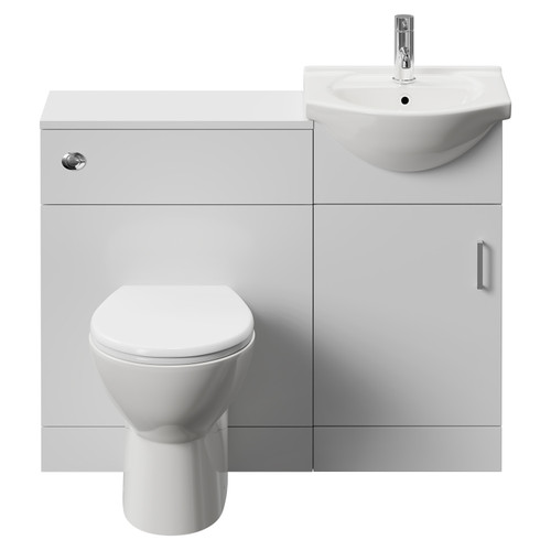 Alexander James Cento Gloss White 1050mm Single Door Vanity Unit Toilet Suite Front View