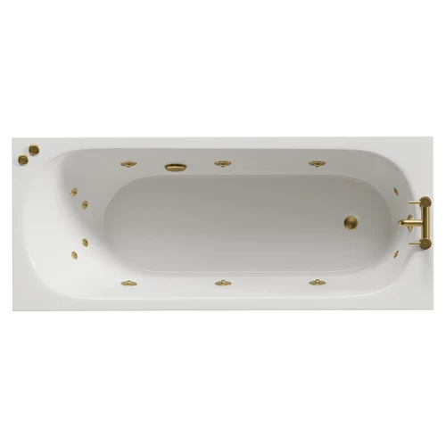 Compact 1700mm x 700mm 12 Jet Brushed Brass V-Tec Single Ended Whirlpool Bath View from Top