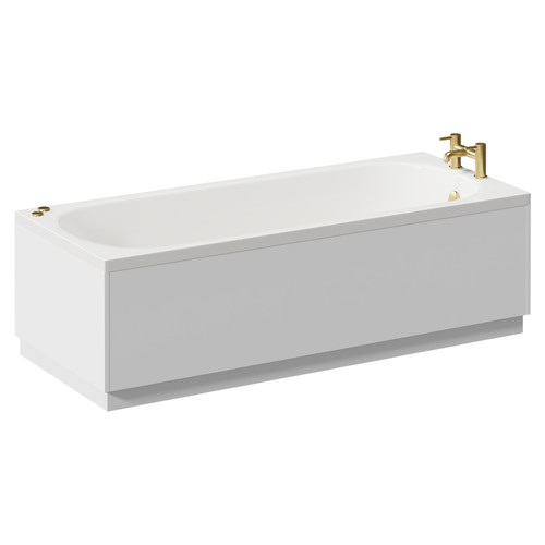 Compact 1700mm x 700mm 12 Jet Brushed Brass V-Tec Single Ended Whirlpool Bath Left Hand View