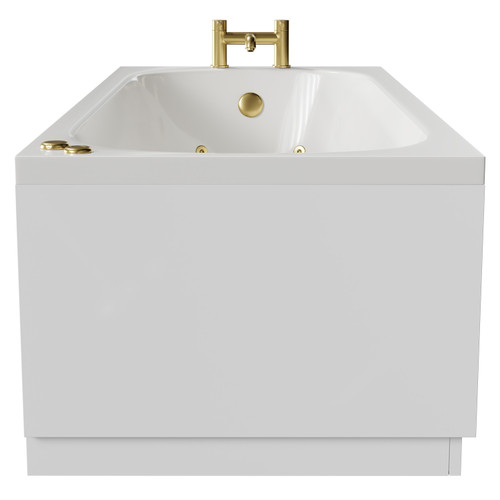 Compact 1700mm x 700mm 12 Jet Brushed Brass V-Tec Single Ended Whirlpool Bath Side View