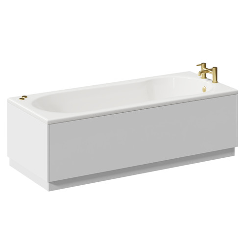 Keyhole 1700mm x 700mm 12 Jet Brushed Brass V-Tec Single Ended Whirlpool Shower Bath Left Hand View