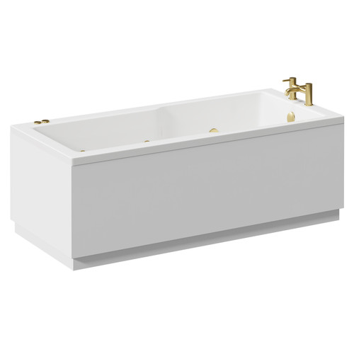 Square 1700mm x 750mm 6 Jet Brushed Brass V-Tec Single Ended Whirlpool Bath Left Hand View