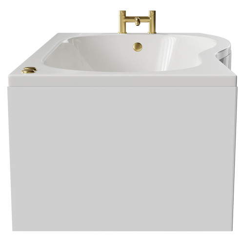 Bayou 1700mm 6 Jet Brushed Brass V-Tec Right Hand B Shaped Whirlpool Shower Bath with Front Bath Panel Side View