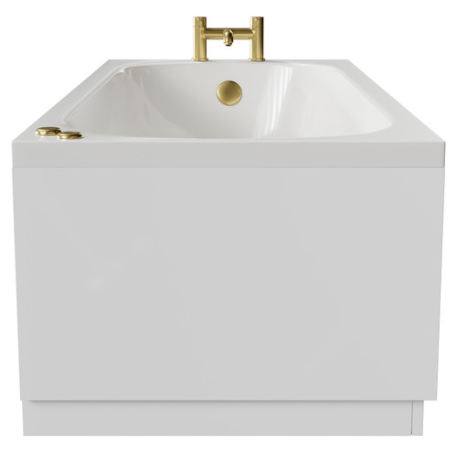 Compact 1700mm x 700mm 6 Jet Brushed Brass V-Tec Single Ended Whirlpool Bath Side View