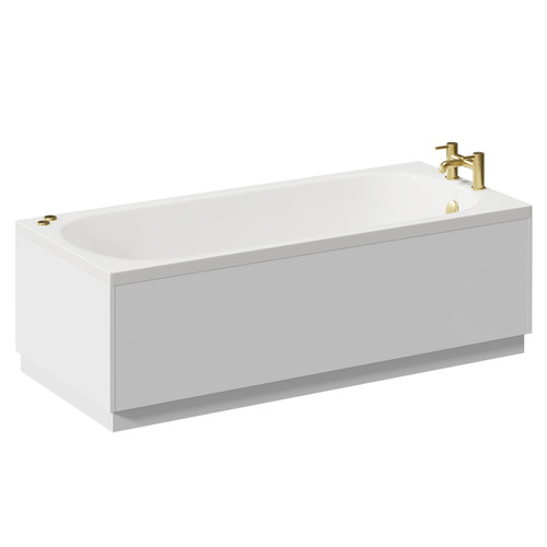 Compact 1600mm x 700mm 6 Jet Brushed Brass V-Tec Single Ended Whirlpool Bath Left Hand View