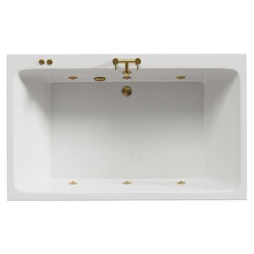 Verna 1800mm x 1100mm 6 Jet Brushed Brass V-Tec Double Ended Whirlpool Bath View from Top
