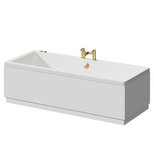 Square 1700mm x 700mm 6 Jet Brushed Brass V-Tec Double Ended Whirlpool Bath Right Hand View