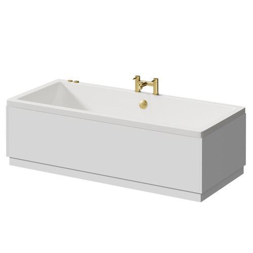Square 1700mm x 750mm 6 Jet Brushed Brass V-Tec Double Ended Whirlpool Bath Right Hand View