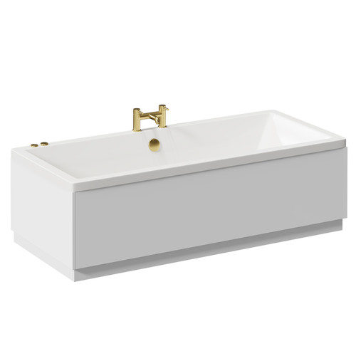 Square 1700mm x 750mm 6 Jet Brushed Brass V-Tec Double Ended Whirlpool Bath Left Hand View