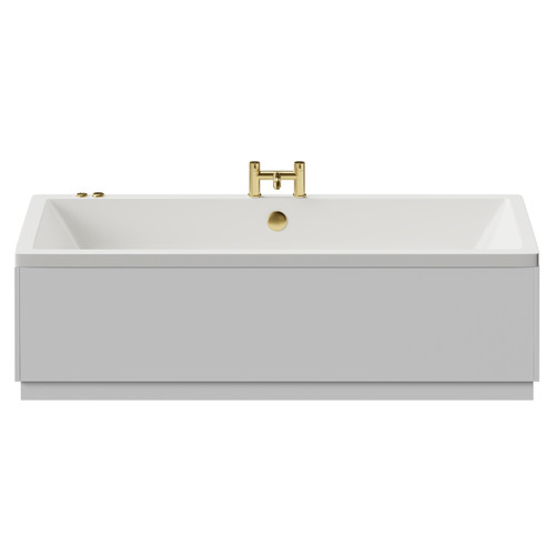 Square 1800mm x 800mm 6 Jet Brushed Brass V-Tec Double Ended Whirlpool Bath View from Front