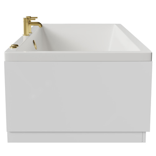 Square 1800mm x 800mm 6 Jet Brushed Brass V-Tec Double Ended Whirlpool Bath Side View