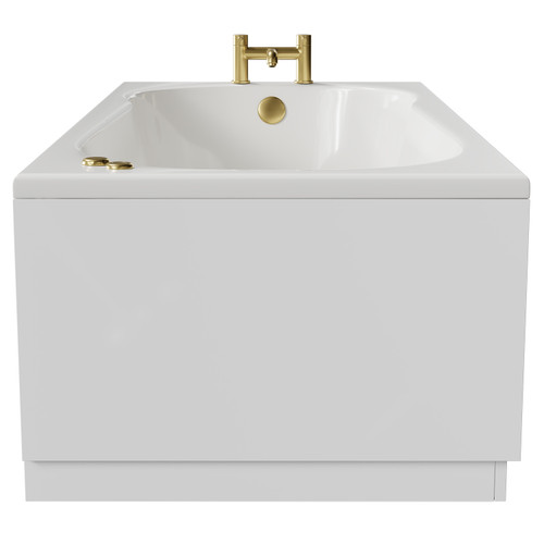 Keyhole 1700mm x 800mm 6 Jet Brushed Brass V-Tec Single Ended Whirlpool Shower Bath Side View