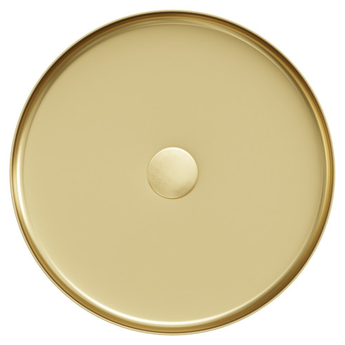 Paxos Colore Brushed Brass 400mm x 400mm Round Stainless Steel Countertop Basin View from Top