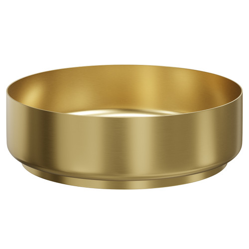 Paxos Colore Brushed Brass 400mm x 400mm Round Stainless Steel Countertop Basin View from Front