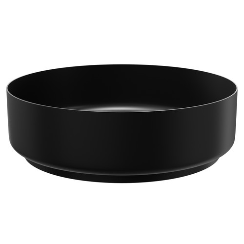 Paxos Colore Matt Black 400mm x 400mm Round Stainless Steel Countertop Basin Side View