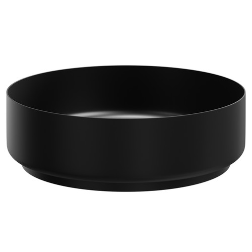 Paxos Colore Matt Black 400mm x 400mm Round Stainless Steel Countertop Basin Front View