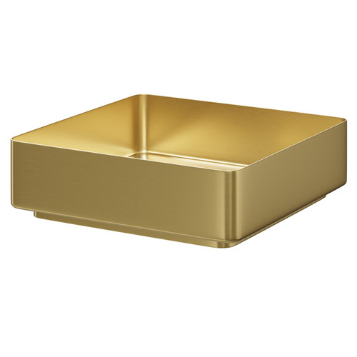 Paxos Colore Brushed Brass 400mm x 400mm Square Stainless Steel Countertop Basin Right Hand View