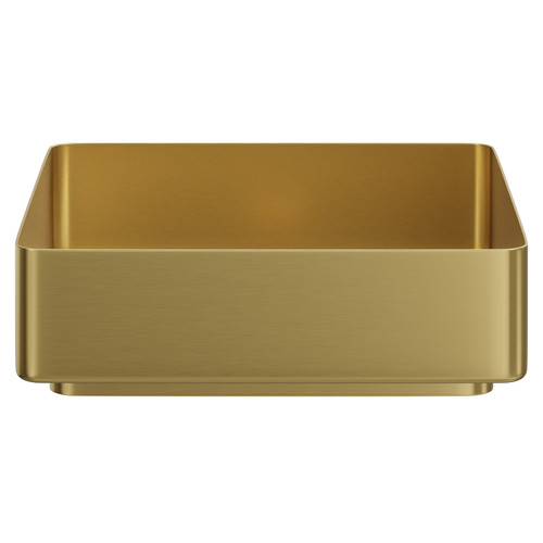 Paxos Colore Brushed Brass 400mm x 400mm Square Stainless Steel Countertop Basin View from Front