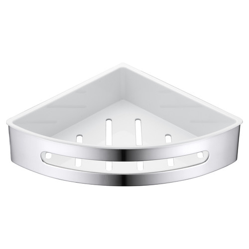 Andros Chrome Wall Mounted Corner Basket View from Front